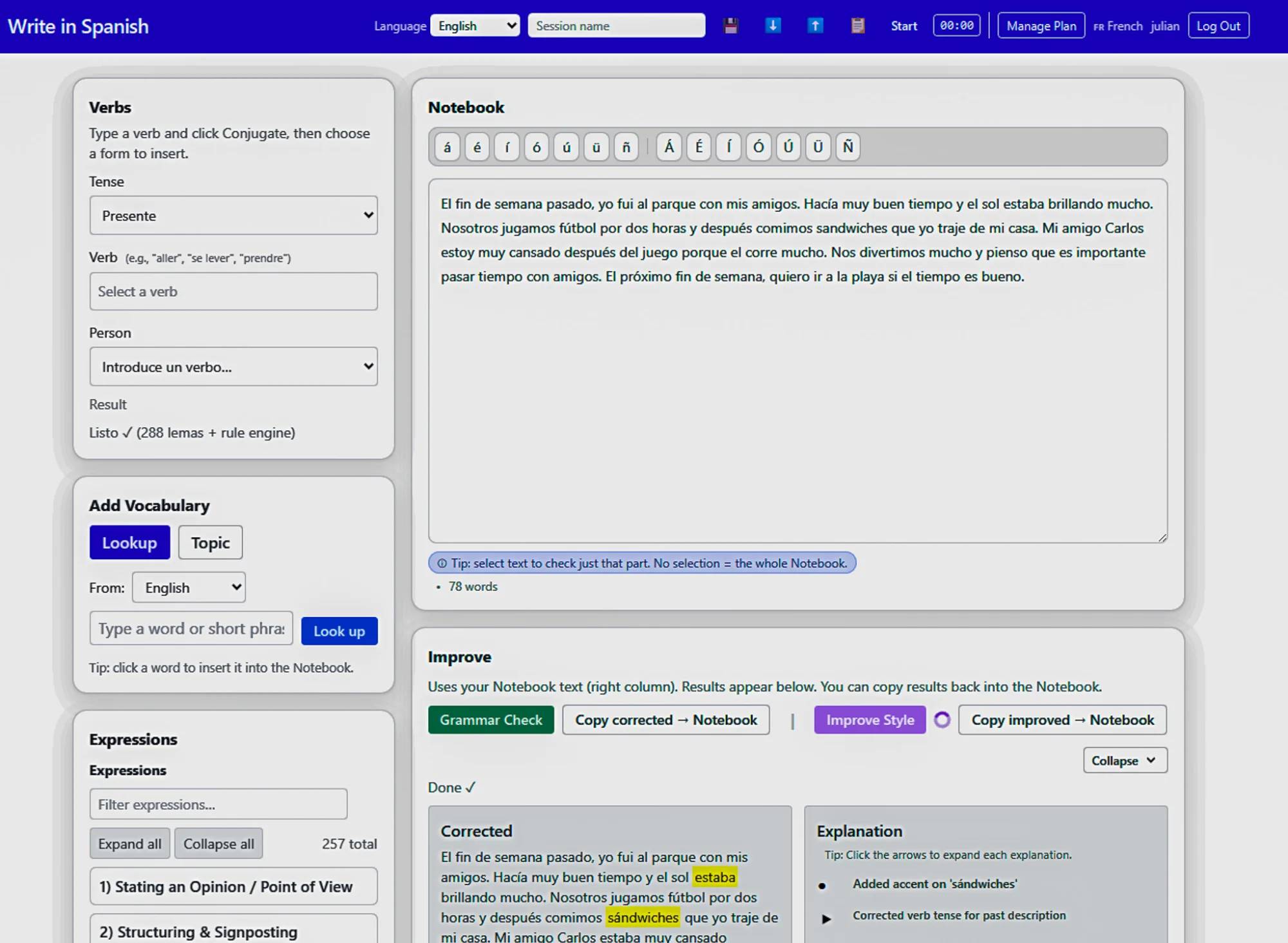 WriteIn Studio Interface